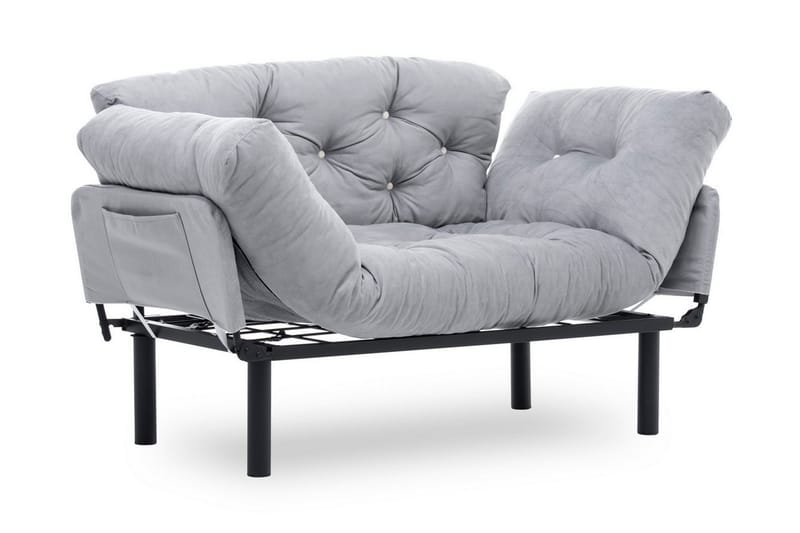 Jenica 2-seter Utklappbar Sovesofa i Stoff med Metallben - Grå - Møbler - Sofaer - Sovesofaer - 2 seters sovesofa