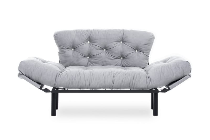 Jenica 2-seter Utklappbar Sovesofa i Stoff med Metallben - Grå - Møbler - Sofaer - Sovesofaer - 2 seters sovesofa