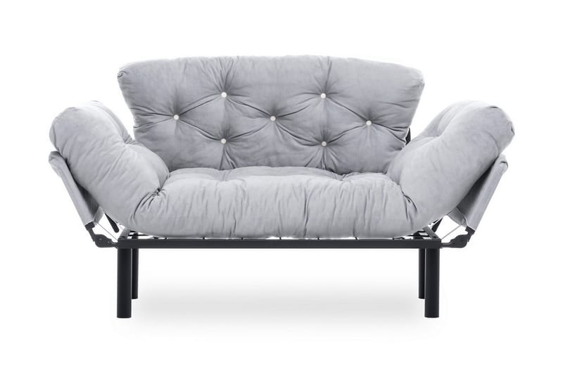 Jenica 2-seter Utklappbar Sovesofa i Stoff med Metallben - Grå - Møbler - Sofaer - Sovesofaer - 2 seters sovesofa