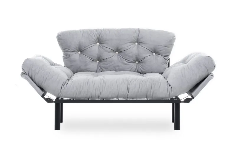 Jenica 2-seter Utklappbar Sovesofa i Stoff med Metallben, Grå