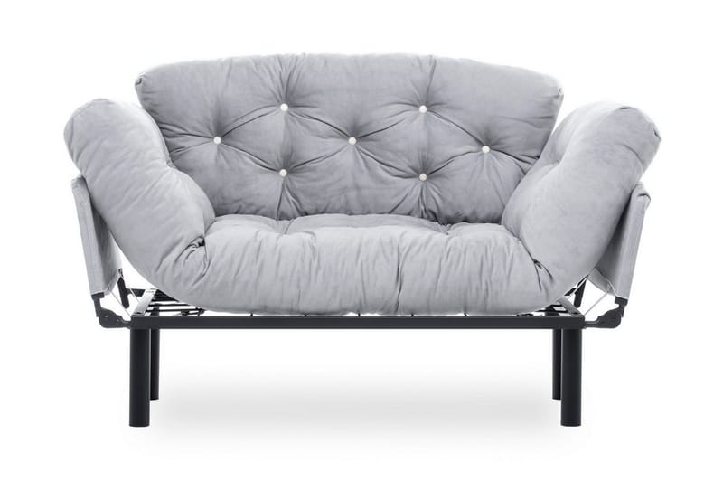 Jenica 2-seter Utklappbar Sovesofa i Stoff med Metallben - Grå - Møbler - Sofaer - Sovesofaer - 2 seters sovesofa