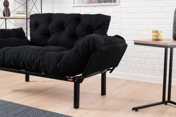 Jenica 2-seter Utklappbar Sovesofa i Stoff med Metallben - Svart - Møbler - Sofaer - Sovesofaer - 2 seters sovesofa
