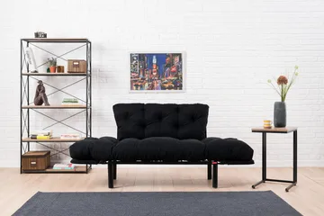 Jenica 2-seter Utklappbar Sovesofa i Stoff med Metallben - Svart - Møbler - Sofaer - Sovesofaer - 2 seters sovesofa
