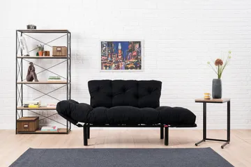 Jenica 2-seter Utklappbar Sovesofa i Stoff med Metallben - Svart - Møbler - Sofaer - Sovesofaer - 2 seters sovesofa