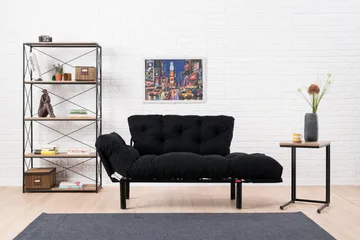 Jenica 2-seter Utklappbar Sovesofa i Stoff med Metallben - Svart - Møbler - Sofaer - Sovesofaer - 2 seters sovesofa