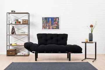 Jenica 2-seter Utklappbar Sovesofa i Stoff med Metallben - Svart - Møbler - Sofaer - Sovesofaer - 2 seters sovesofa