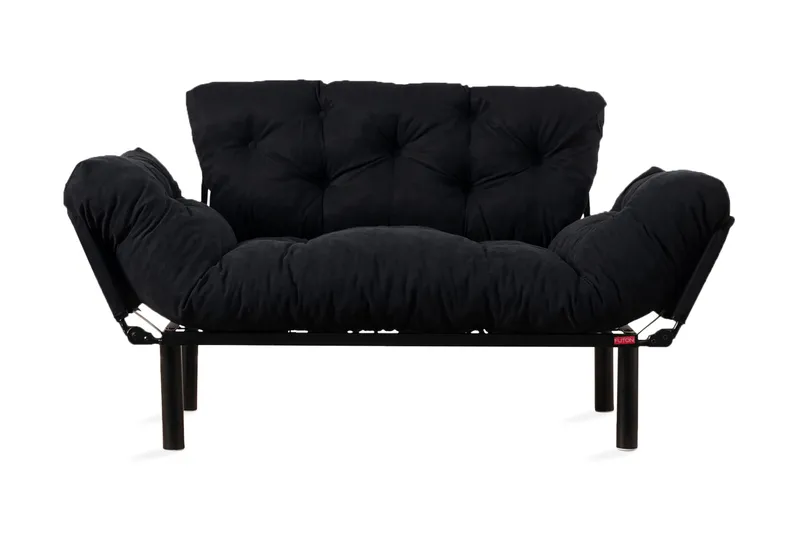Jenica 2-seter Utklappbar Sovesofa i Stoff med Metallben, Svart