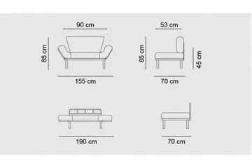Jenica Sovesofa 2-seter - Grå - Møbler - Sofaer - Sovesofaer - 2 seters sovesofa