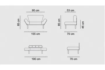 Jenica Sovesofa 2-seter - Svart - Møbler - Sofaer - Sovesofaer - 2 seters sovesofa