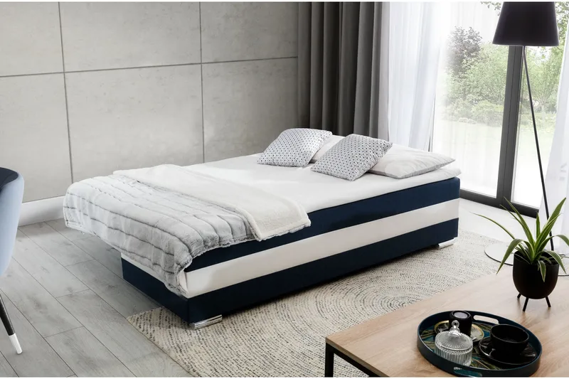 Karolez Sovesofa - Blå/Hvit - Møbler - Sofaer - Sovesofaer - 2 seters sovesofa