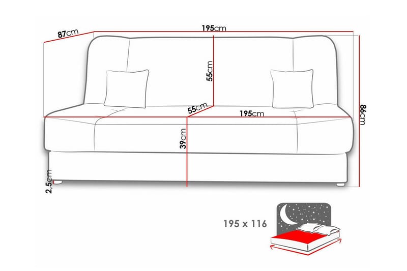 Kintore 2-seters Sovesofa - Møbler - Sofaer - Sovesofaer - 2 seters sovesofa
