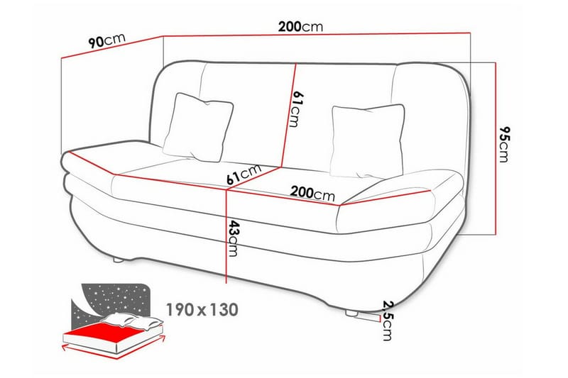 Kintore 2-sits Bäddsoffa NO_BRAND White - Møbler - Sofaer - Sovesofaer - 2 seters sovesofa