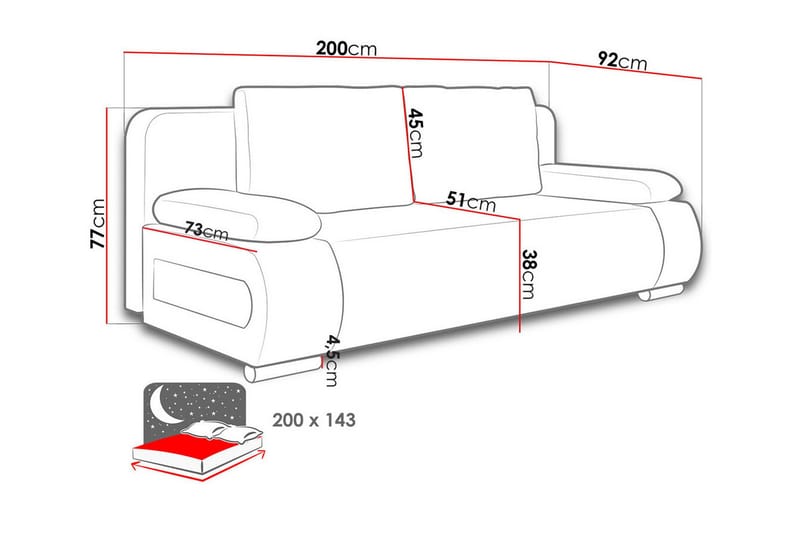 Kintore 2-sits Bäddsoffa NO_BRAND Yellow - Møbler - Sofaer - Sovesofaer - 2 seters sovesofa
