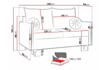 Knocklong 2-seters Sovesofa 129x140 cm med Oppbevaring i Fløyel - Blå - Møbler - Sofaer - Sovesofaer - 2 seters sovesofa