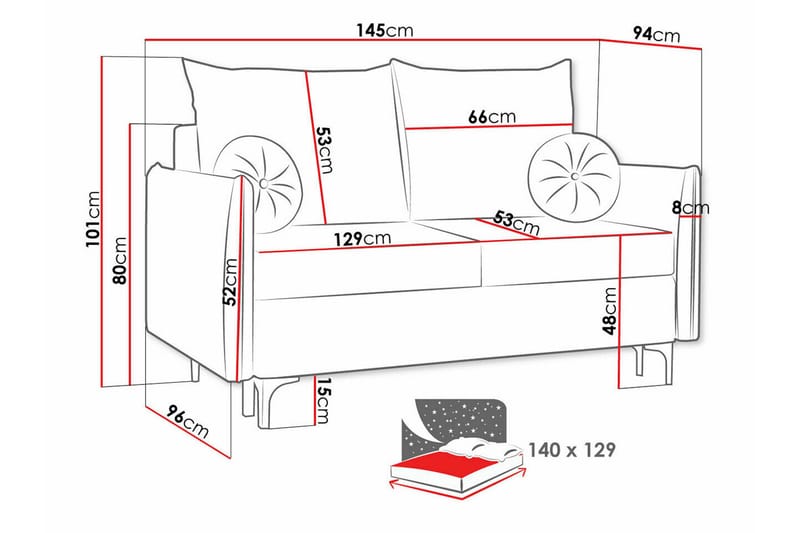 Knocklong 2-seters Sovesofa 129x140 cm med Oppbevaring i Fløyel - Blå - Møbler - Sofaer - Sovesofaer - 2 seters sovesofa