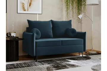 Knocklong 2-seters Sovesofa 129x140 cm med Oppbevaring i Fløyel - Blå - Møbler - Sofaer - Sovesofaer - 2 seters sovesofa
