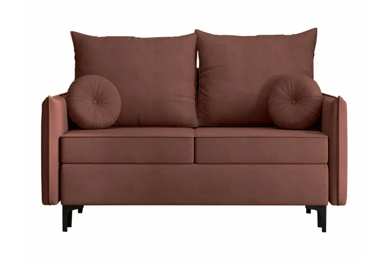Knocklong 2-seters Sovesofa 129x140 cm med Oppbevaring i Fløyel, Terrakotta