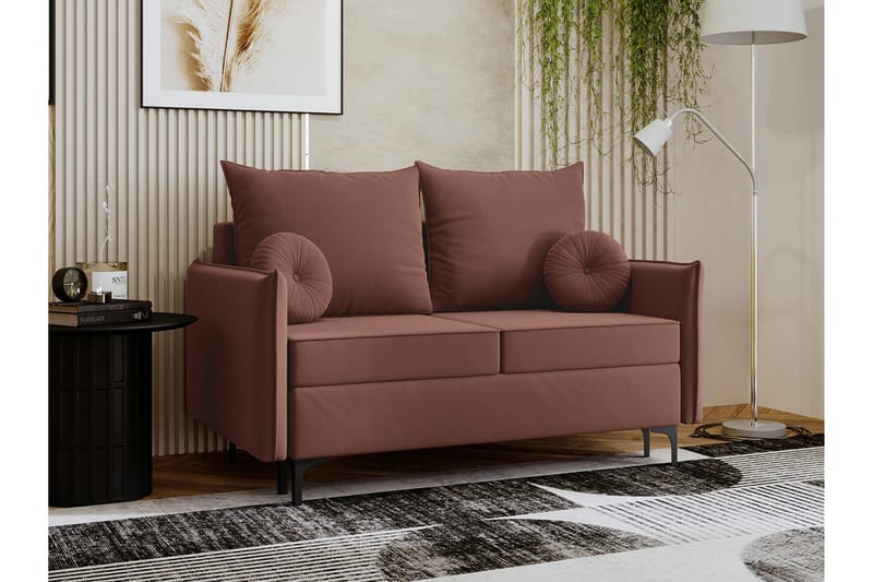 Knocklong 2-seters Sovesofa 129x140 cm med Oppbevaring i Fløyel - Terrakotta - Møbler - Sofaer - Sovesofaer - 2 seters sovesofa