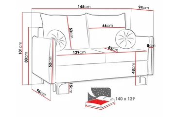 Knocklong 2-seters Sovesofa 129x140 cm med Oppbevaring i Stoff - Grå - Møbler - Sofaer - Sovesofaer - 2 seters sovesofa