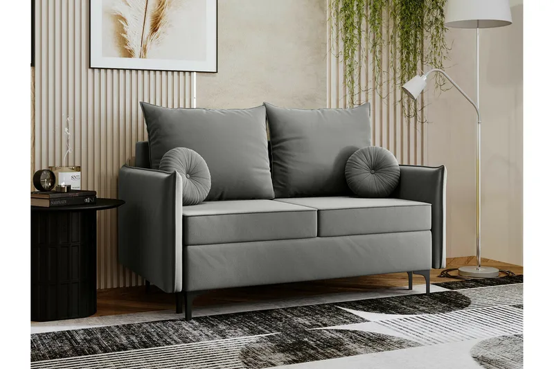 Knocklong 2-seters Sovesofa 129x140 cm med Oppbevaring i Stoff - Grå - Møbler - Sofaer - Sovesofaer - 2 seters sovesofa