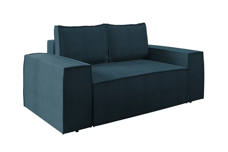 Knocklong 2-seters Sovesofa 132x152 cm med Oppbevaring i Kordfløyel, Blå