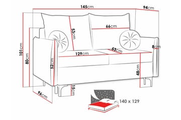 Knocklong 2-seters Sovesofa - Rosa - Møbler - Sofaer - Sovesofaer - 2 seters sovesofa