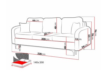 Knocklong 2-sits Bäddsoffa NO_BRAND beige - Møbler - Sofaer - Sovesofaer - 2 seters sovesofa