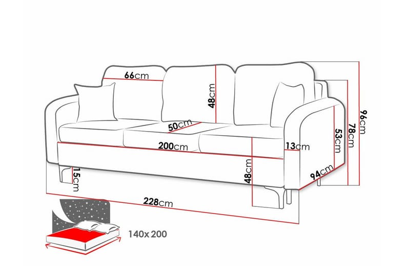 Knocklong 2-sits Bäddsoffa NO_BRAND Brown - Møbler - Sofaer - Sovesofaer - 2 seters sovesofa