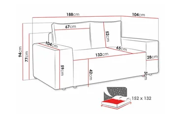 Knocklong 2-sits Bäddsoffa NO_BRAND Cream - Møbler - Sofaer - Sovesofaer - 2 seters sovesofa