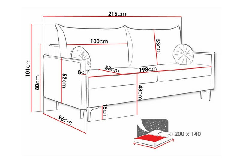 Knocklong 2-sits Bäddsoffa NO_BRAND Yellow - Møbler - Sofaer - Sovesofaer - 2 seters sovesofa