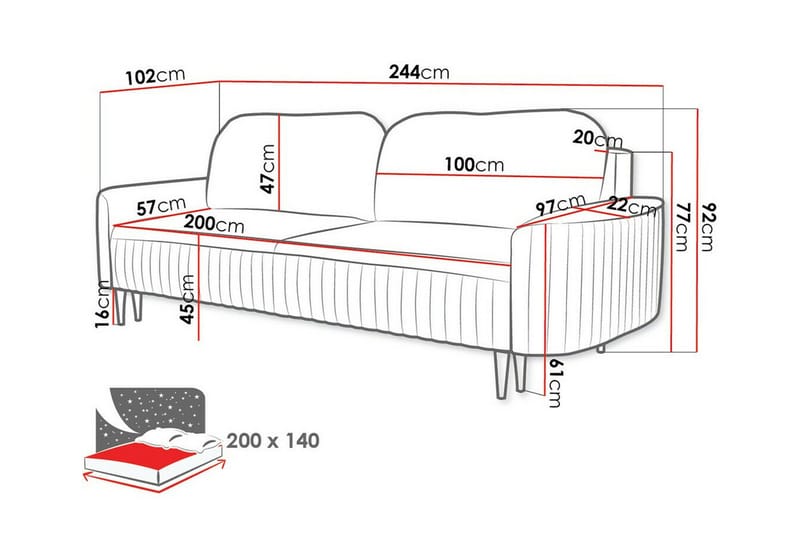 Laytown 2-sits Bäddsoffa NO_BRAND Dark blue - Møbler - Sofaer - Sovesofaer - 2 seters sovesofa