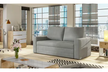Lijan 2-seter Sovesofa 125x200 cm med Oppbevaring i Stoff - Grå - Møbler - Sofaer - Sovesofaer - 2 seters sovesofa