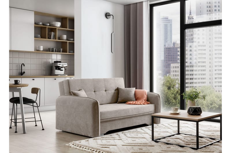Manita Sovesofa med Oppbevaring 2-seter - Beige - Møbler - Sofaer - Sovesofaer - 2 seters sovesofa