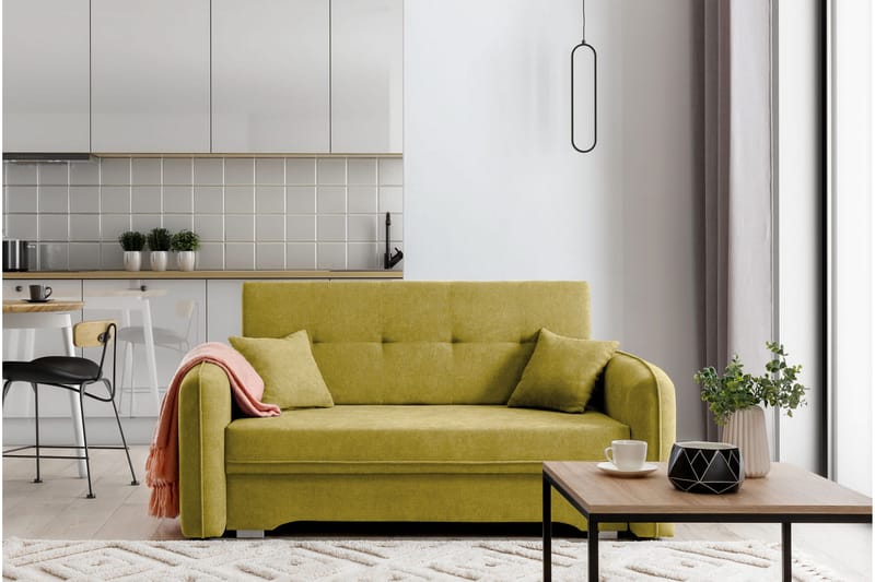 Manita Sovesofa med Oppbevaring 2-seter - Gul - Møbler - Sofaer - Sovesofaer - 2 seters sovesofa