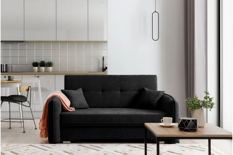 Manita Sovesofa med Oppbevaring 2-seter - Svart - Møbler - Sofaer - Sovesofaer - 2 seters sovesofa