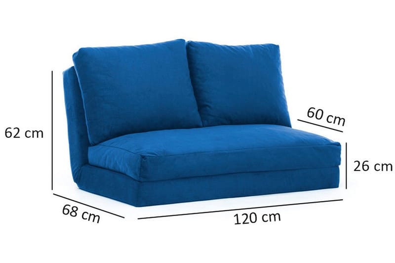 Maydena Sovesofa 2-seters 120x185 - Blå - Møbler - Sofaer - Sovesofaer - 2 seters sovesofa