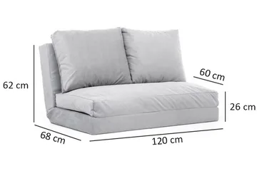 Maydena Sovesofa 2-seters 120x185 - Grå - Møbler - Sofaer - Sovesofaer - 2 seters sovesofa
