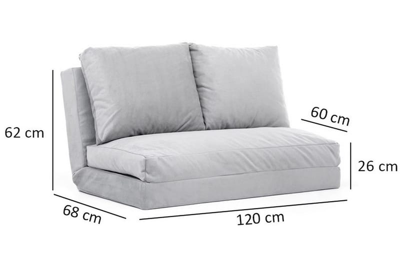 Maydena Sovesofa 2-seters 120x185 - Grå - Møbler - Sofaer - Sovesofaer - 2 seters sovesofa