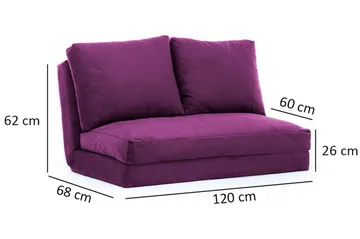 Maydena Sovesofa 2-seters 120x185 - Lilla - Møbler - Sofaer - Sovesofaer - 2 seters sovesofa