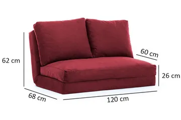 Maydena Sovesofa 2-seters 120x185 - Maroon - Møbler - Sofaer - Sovesofaer - 2 seters sovesofa