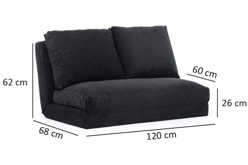 Maydena Sovesofa 2-seters 120x185 - Svart - Møbler - Sofaer - Sovesofaer - 2 seters sovesofa