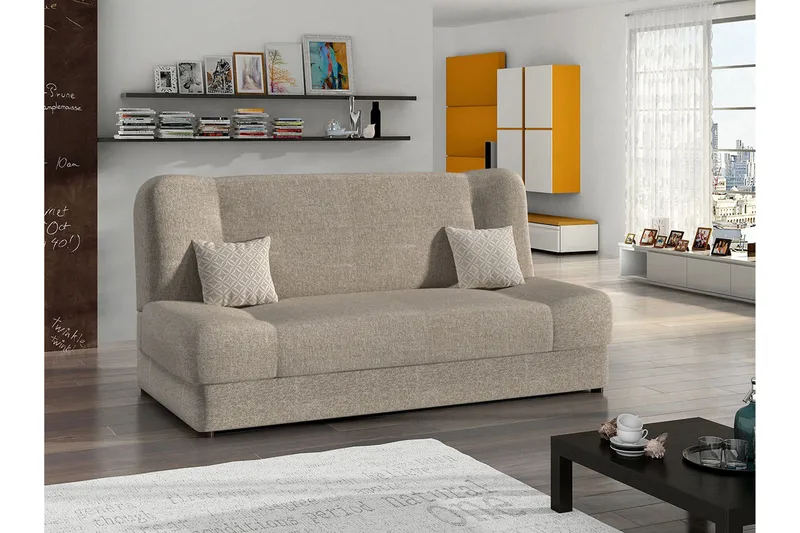 Redes 2-seter Rektangulær Sovesofa 116x195 cm med Oppbevaring i Stoff - Beige - Møbler - Sofaer - Sovesofaer - 2 seters sovesofa