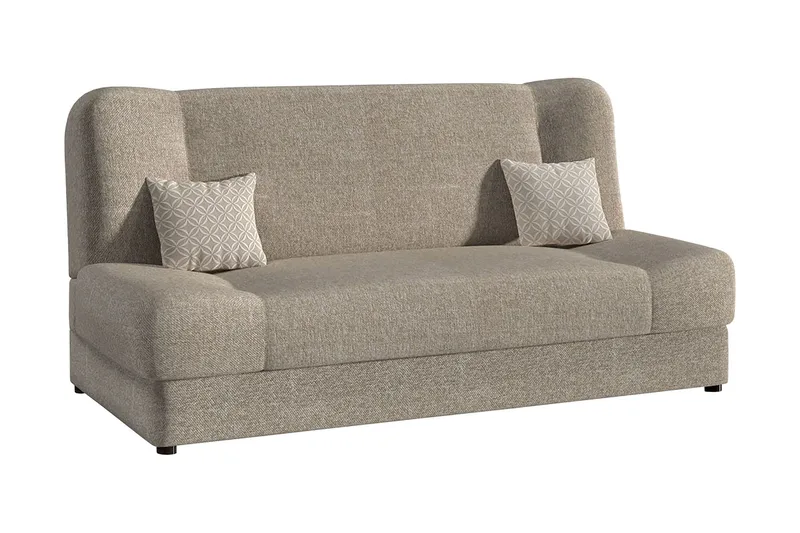 Redes 2-seter Rektangulær Sovesofa 116x195 cm med Oppbevaring i Stoff, Beige