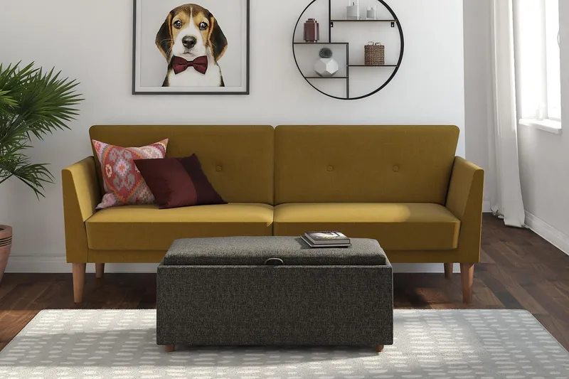 Regal 2-seters Sovesofa Gul - Novogratz - Møbler - Sofaer - Sovesofaer - 2 seters sovesofa