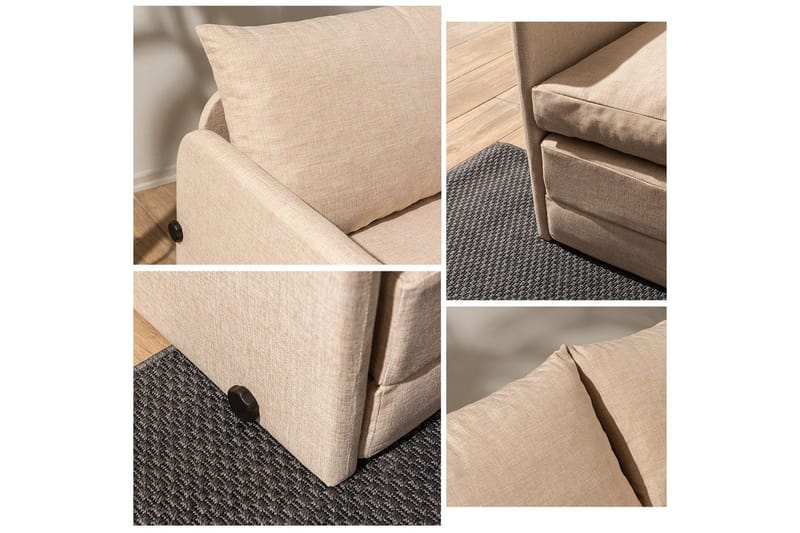 2-seters sovesofa Rubby (128 x 70 x 66 cm) Beige - Beige - Møbler - Sofaer - Sovesofaer - 2 seters sovesofa