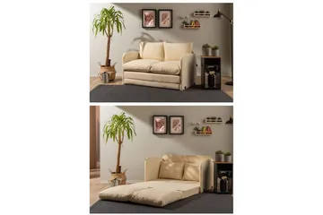 2-seters sovesofa Rubby (128 x 70 x 66 cm) Krem - Krem - Møbler - Sofaer - Sovesofaer - 2 seters sovesofa