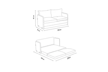 2-seters sovesofa Rubby (128 x 70 x 66 cm) Krem - Krem - Møbler - Sofaer - Sovesofaer - 2 seters sovesofa