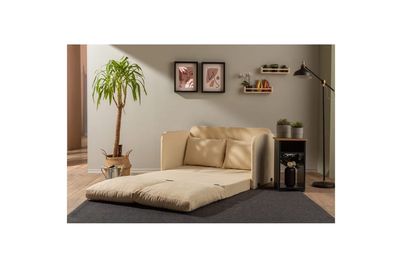 2-seters sovesofa Rubby (128 x 70 x 66 cm) Krem - Krem - Møbler - Sofaer - Sovesofaer - 2 seters sovesofa