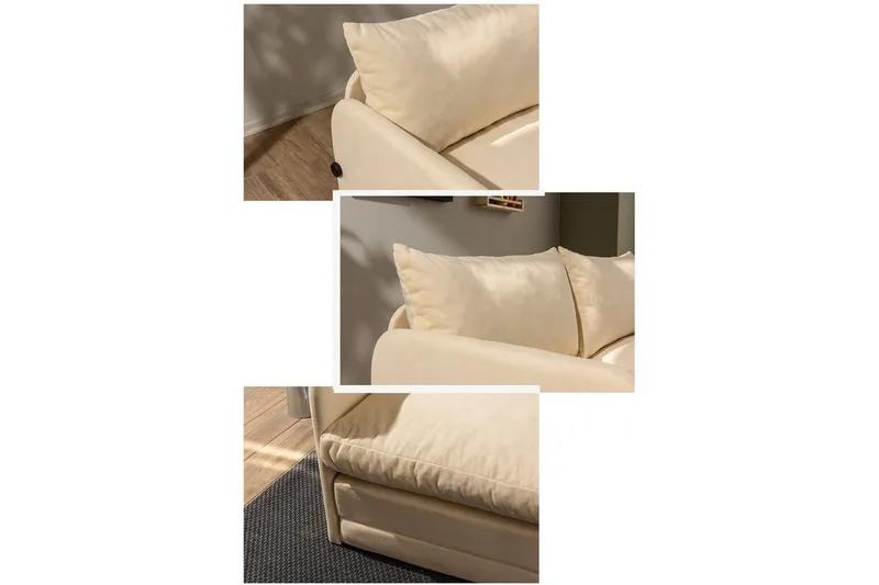 2-seters sovesofa Rubby (128 x 70 x 66 cm) Krem - Krem - Møbler - Sofaer - Sovesofaer - 2 seters sovesofa