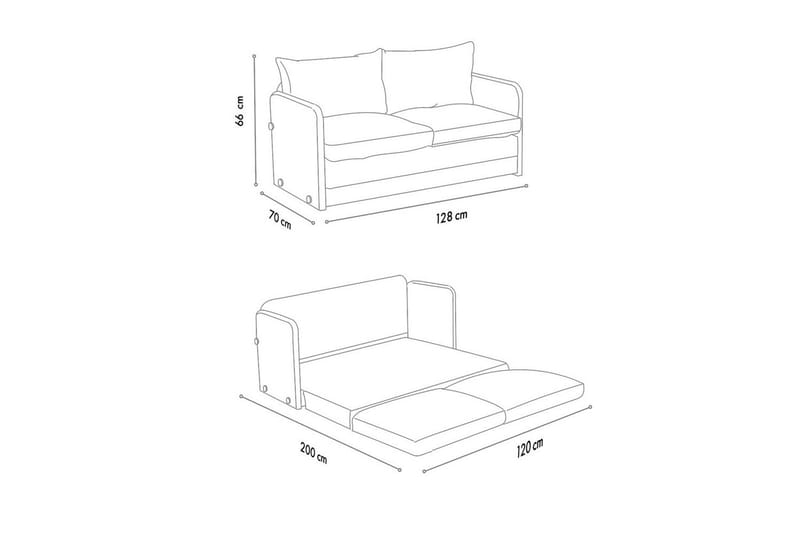 2-seters sovesofa Rubby (128 x 70 x 66 cm) Lys Grå - Lys Grå - Møbler - Sofaer - Sovesofaer - 2 seters sovesofa